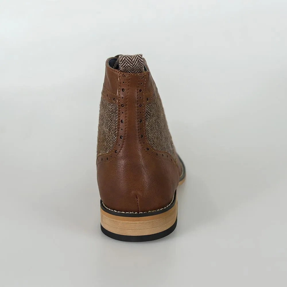 Cavani Sherlock Brown Tweed Boots