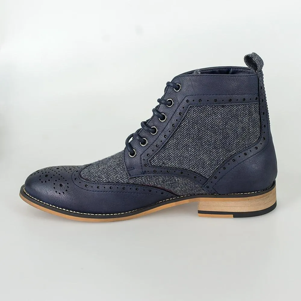 Cavani Sherlock Navy Tweed Boots