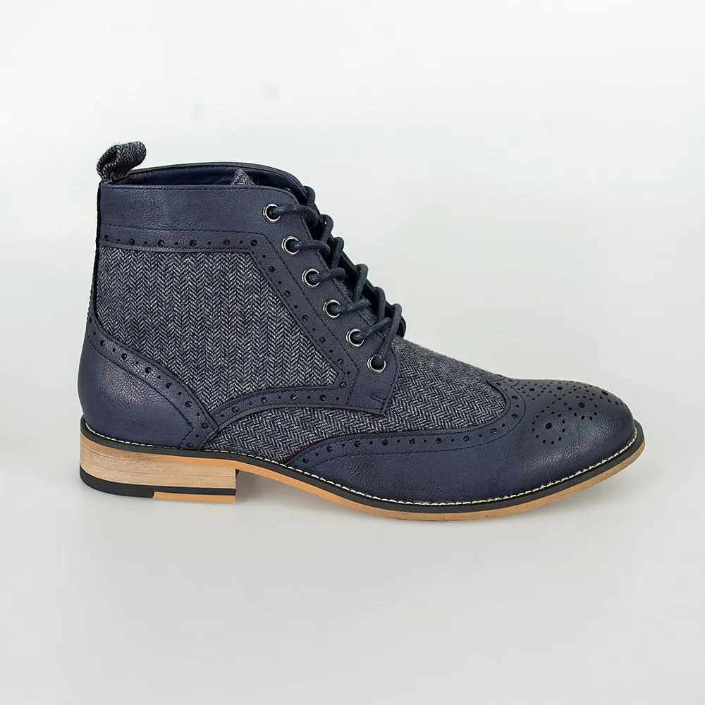 Cavani Sherlock Navy Tweed Boots