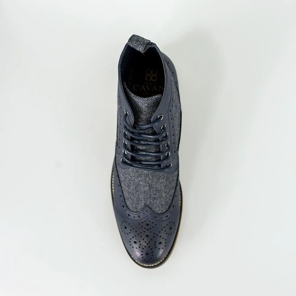 Cavani Sherlock Navy Tweed Boots