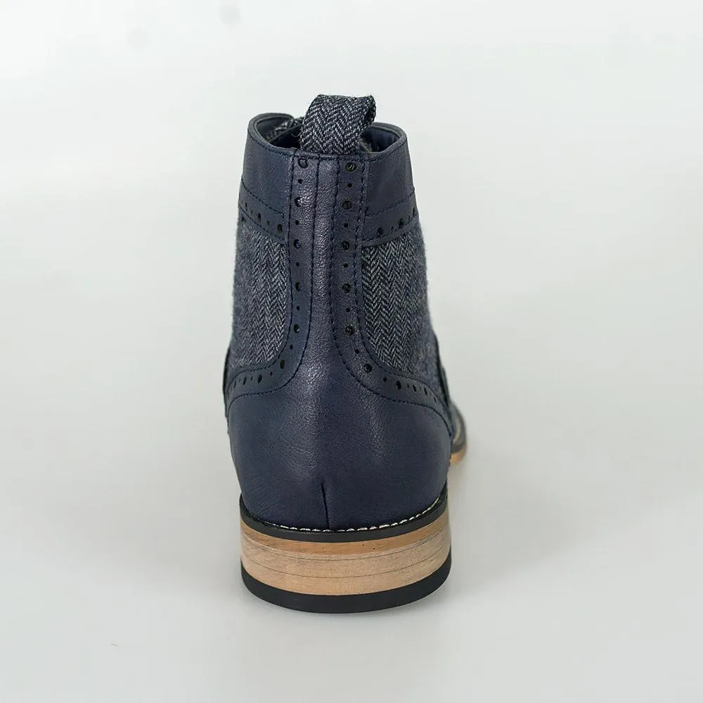 Cavani Sherlock Navy Tweed Boots