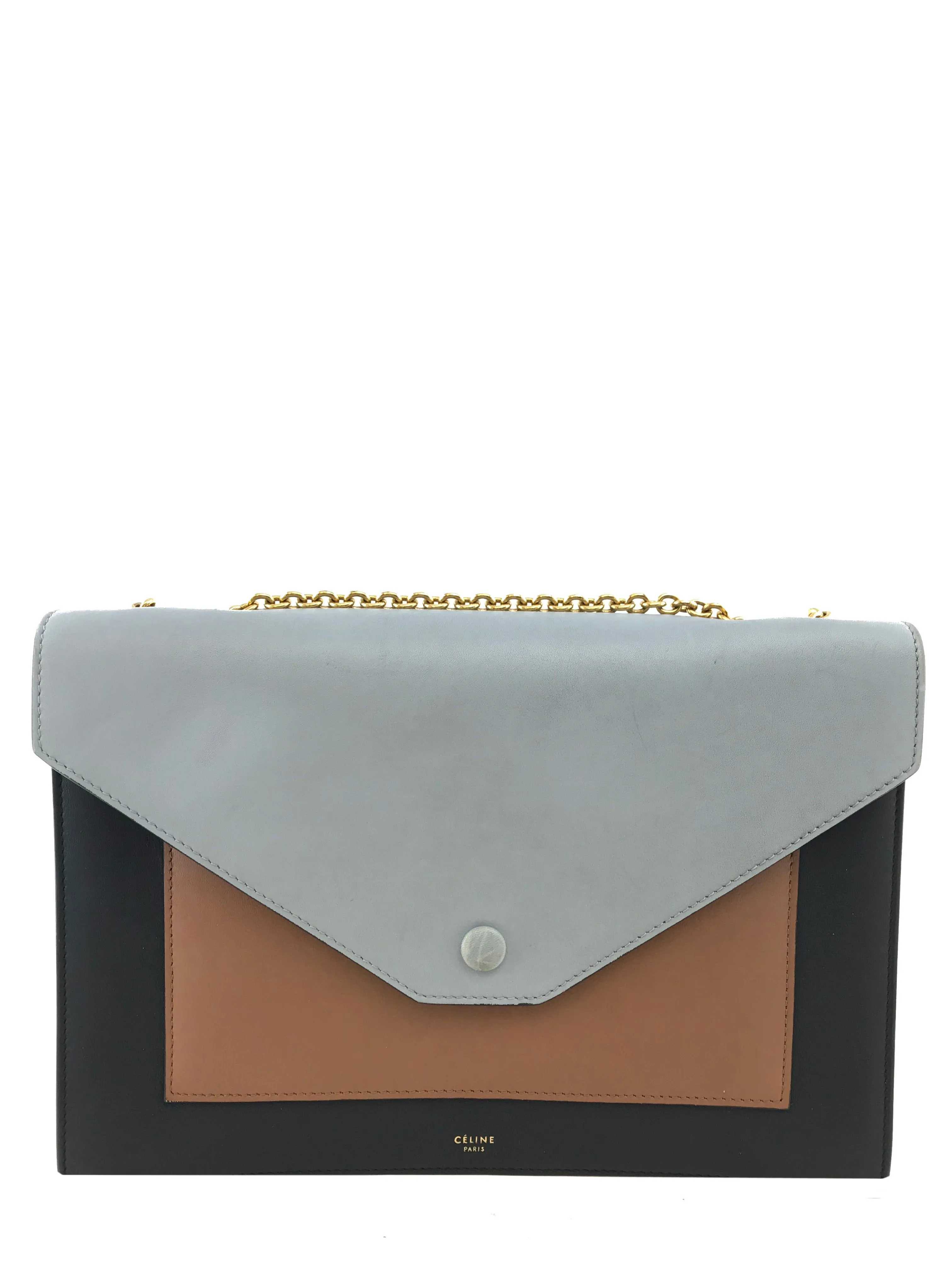 Celine Tricolor Envelope Leather Crossbody Bag