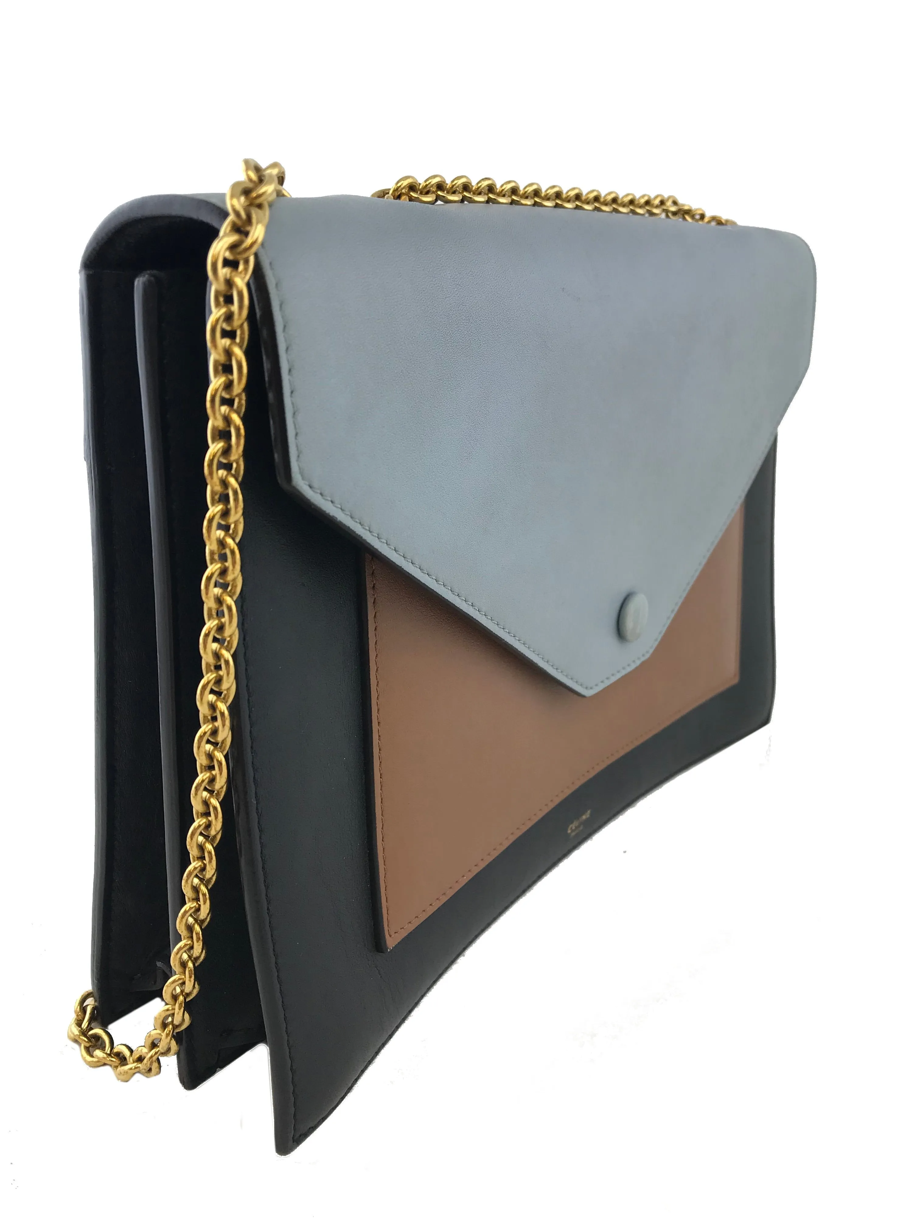 Celine Tricolor Envelope Leather Crossbody Bag