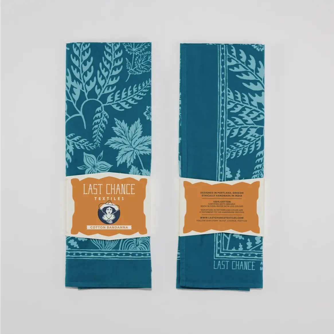 Cotton Leaf Bandana in Lake Blue