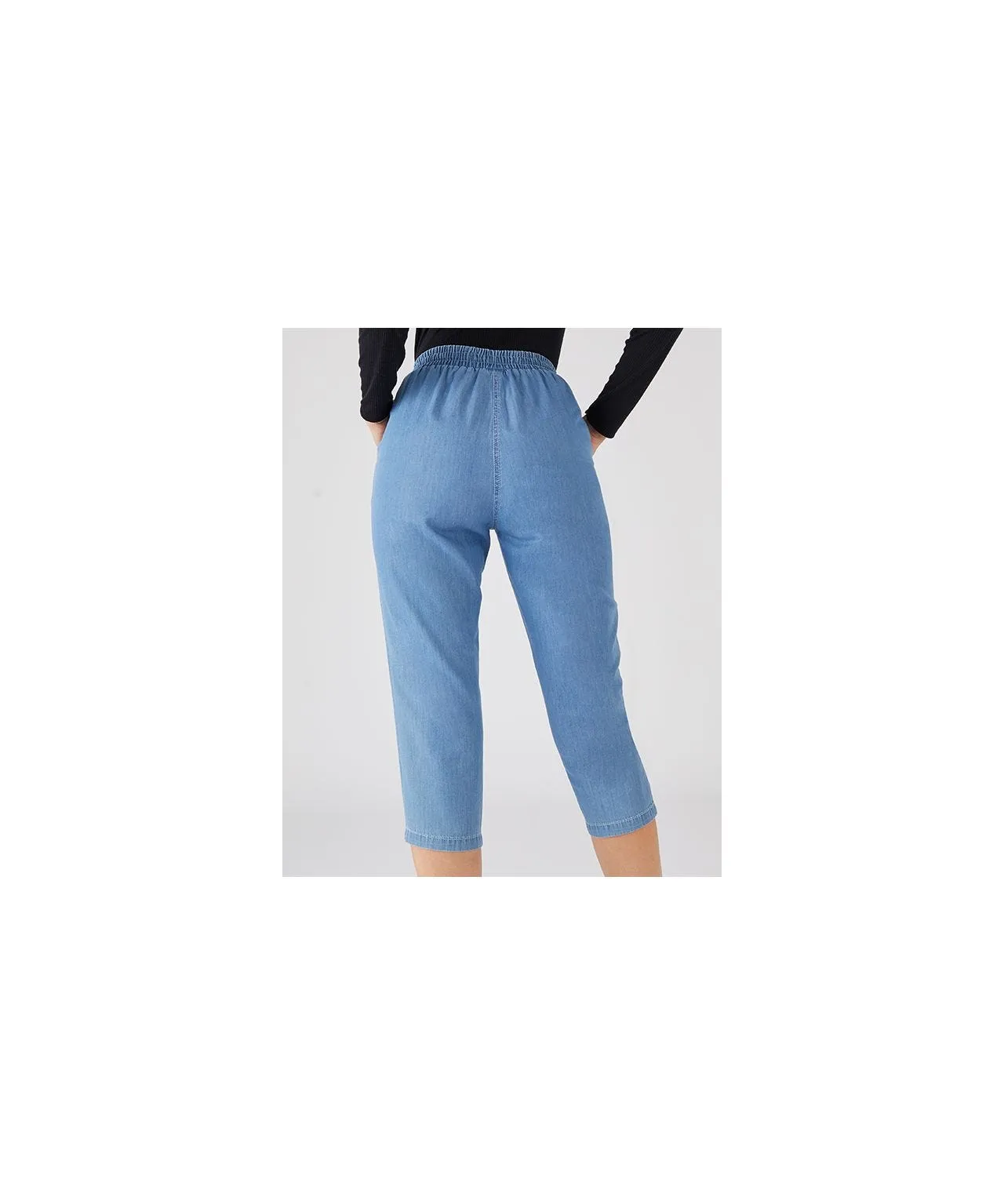 Cropped Cotton Pants with Straight Leg