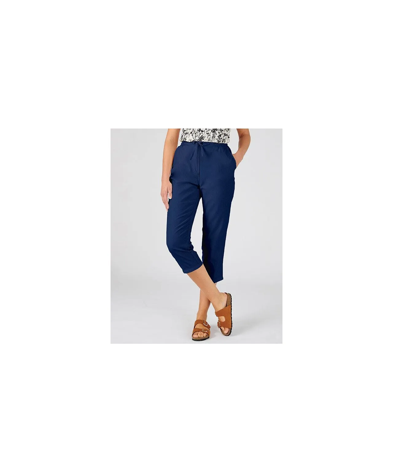 Cropped Cotton Pants with Straight Leg