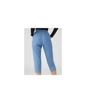 Cropped Cotton Pants with Straight Leg