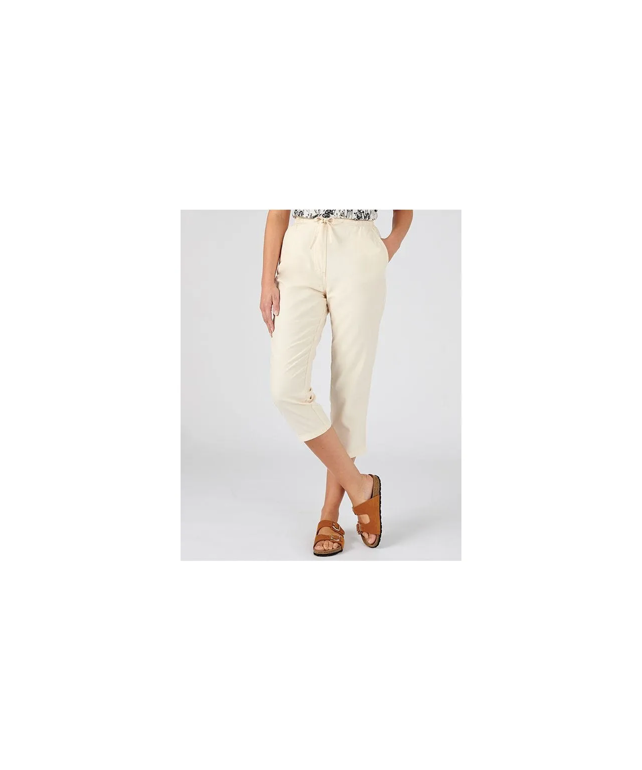 Cropped Cotton Pants with Straight Leg