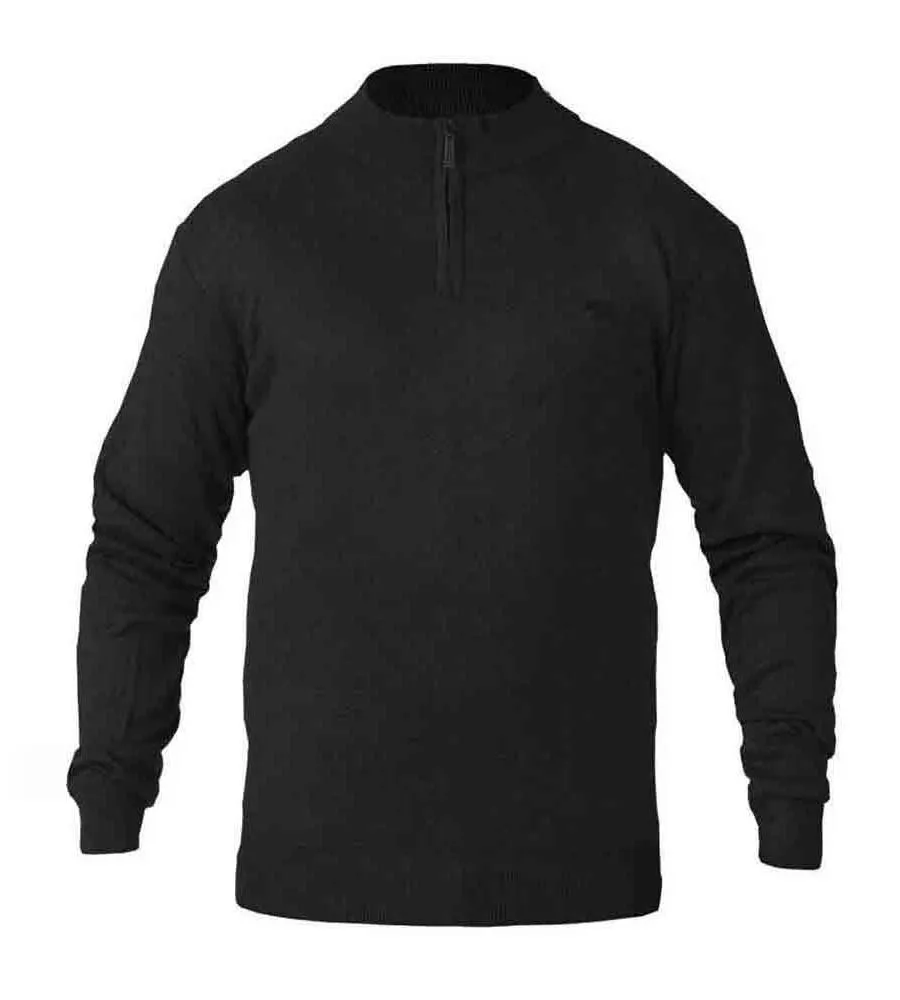 Black Quarter Zip Knitted Sweater for Big Men (GIUSEPPE 1)