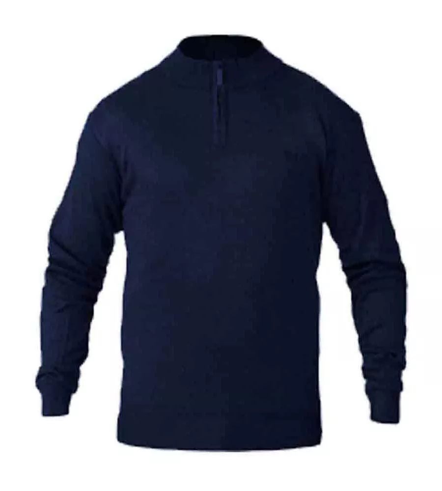 Navy Quarter Zip Knitted Sweater for Big Men (GIUSEPPE 2)