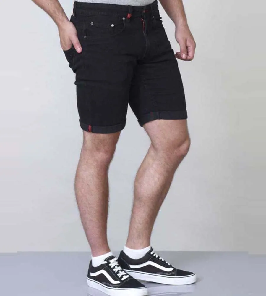 JUDE D555 Mens Black Stretch Denim Shorts