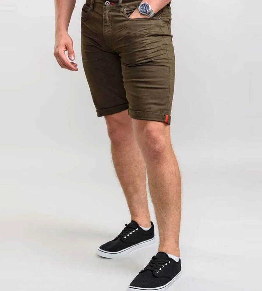 GILBERT 1 D555 Mens Khaki Stretch Canvas Shorts