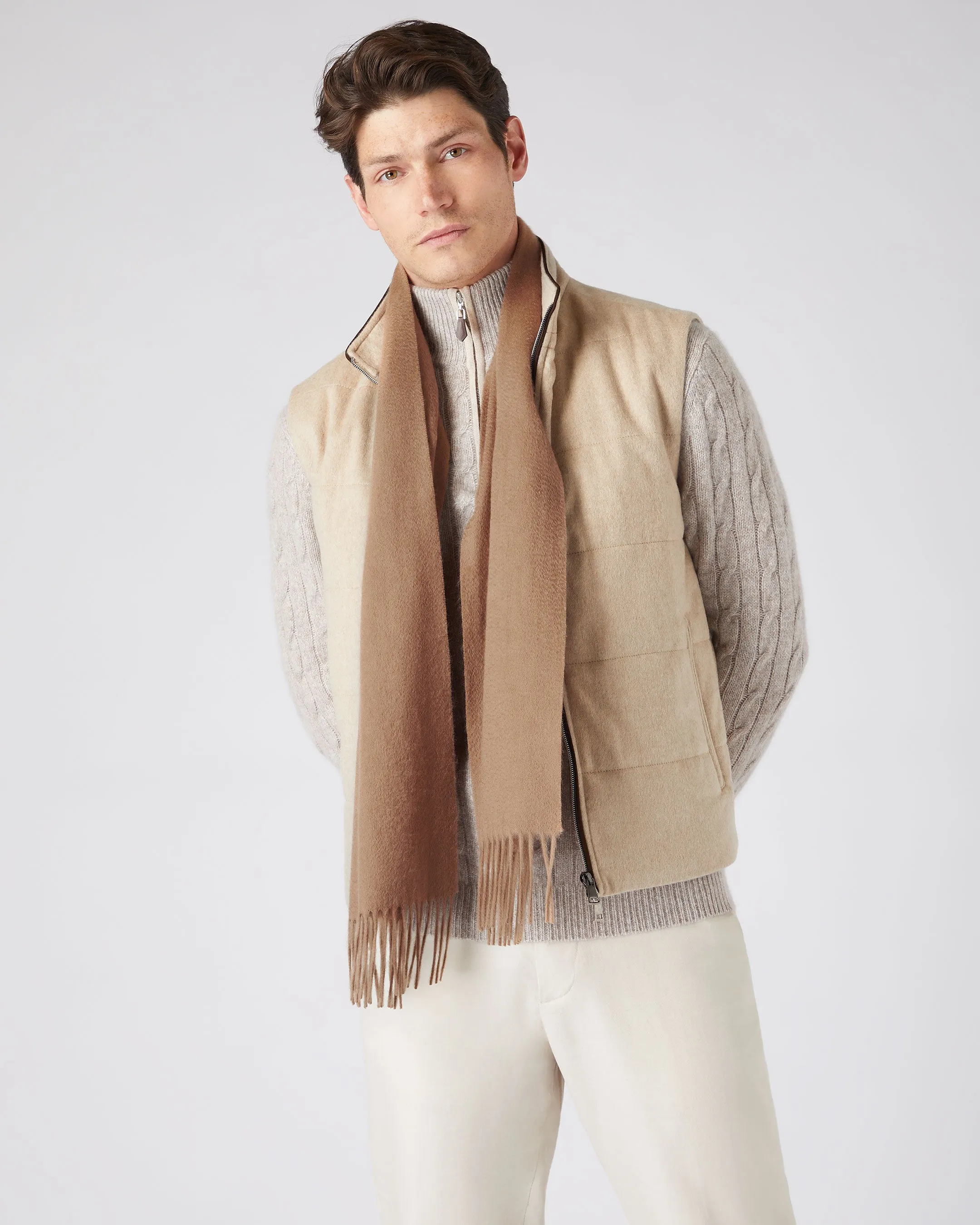 Dark Tan Brown Cashmere Scarf - Unisex Woven