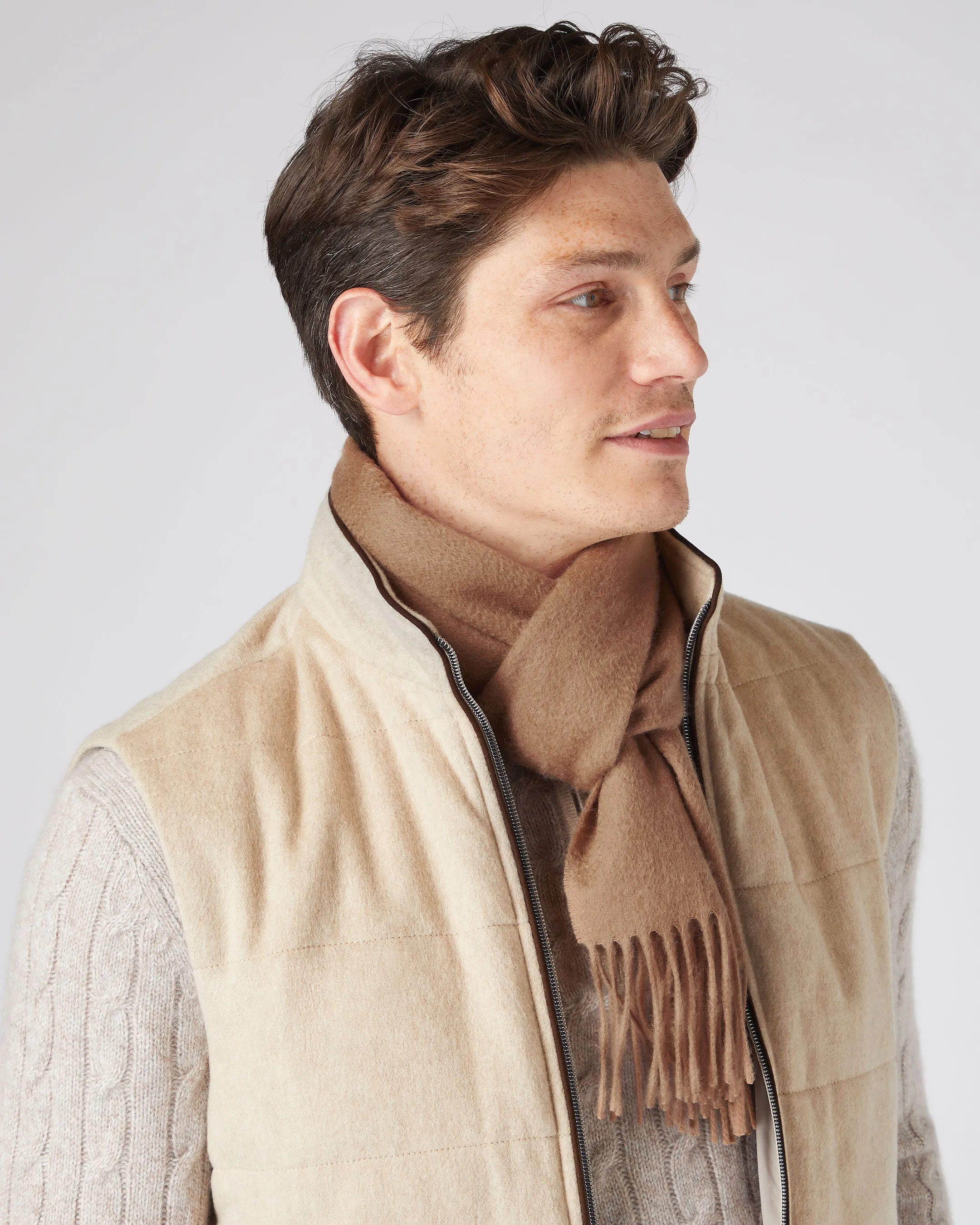 Dark Tan Brown Cashmere Scarf - Unisex Woven