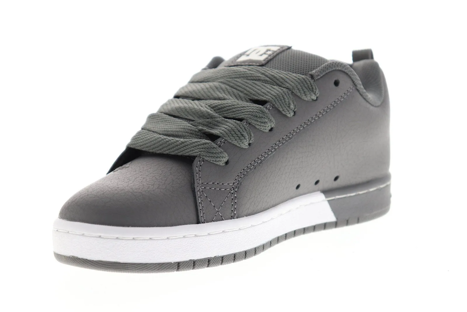 DC Court Graffik SQ Men's Gray Leather Low Top Skate Sneakers Shoes