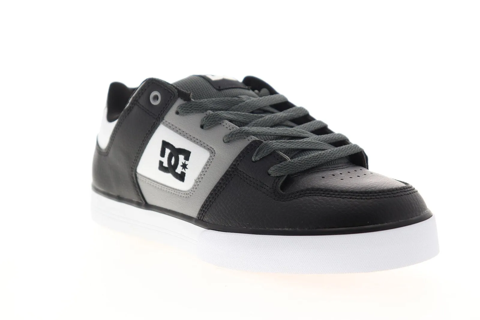 DC Pure Black Leather Skate Sneakers for Men