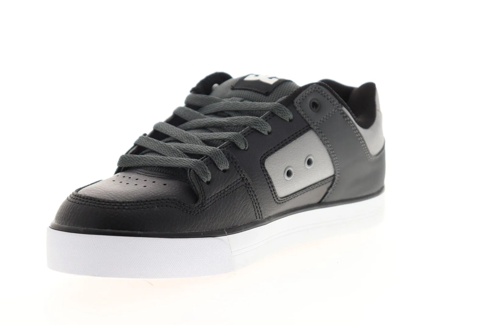 DC Pure Black Leather Skate Sneakers for Men