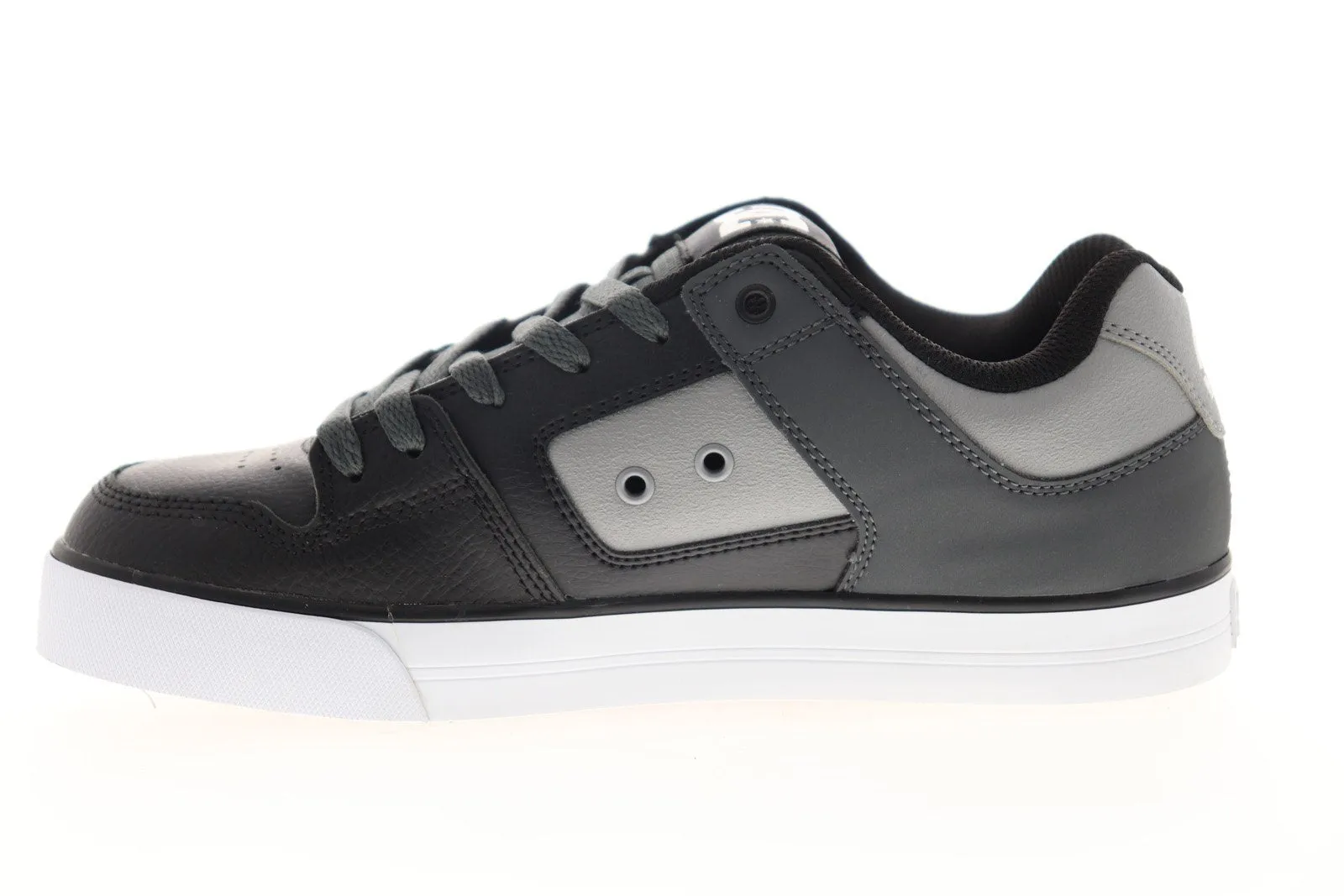 DC Pure Black Leather Skate Sneakers for Men