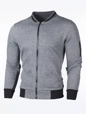 Deep Grey Men's Polyester Hoodie with Portrait Neck and Long Sleeves