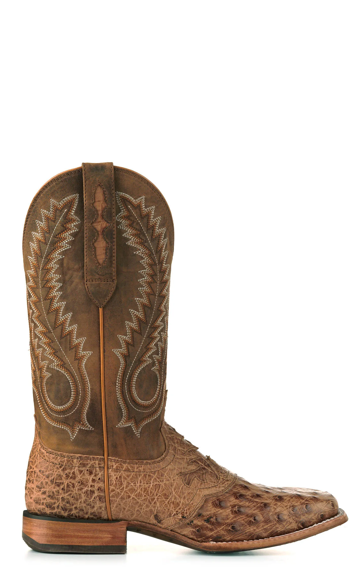 Durango Men's Exotic Cowboy Boots - Saddletan Full Quill Ostrich, Wide Square Toe