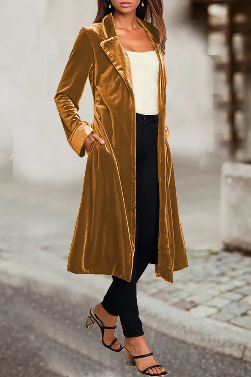 Elegant British Style Coat with Turn-back Collar - Available in 4 Colors