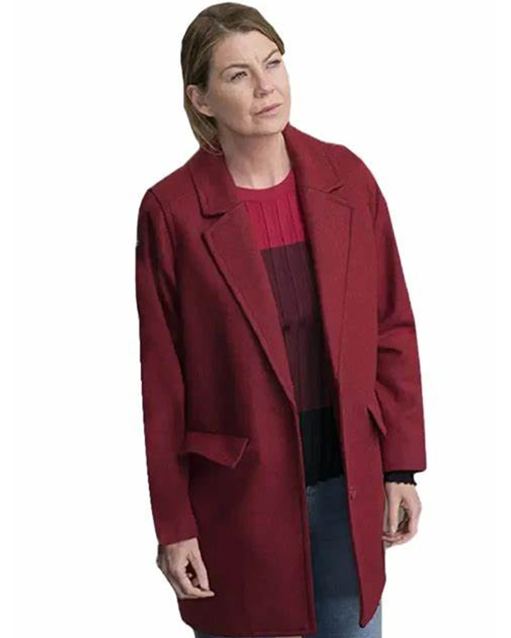 Ellen Pompeo Maroon Coat from Grey's Anatomy