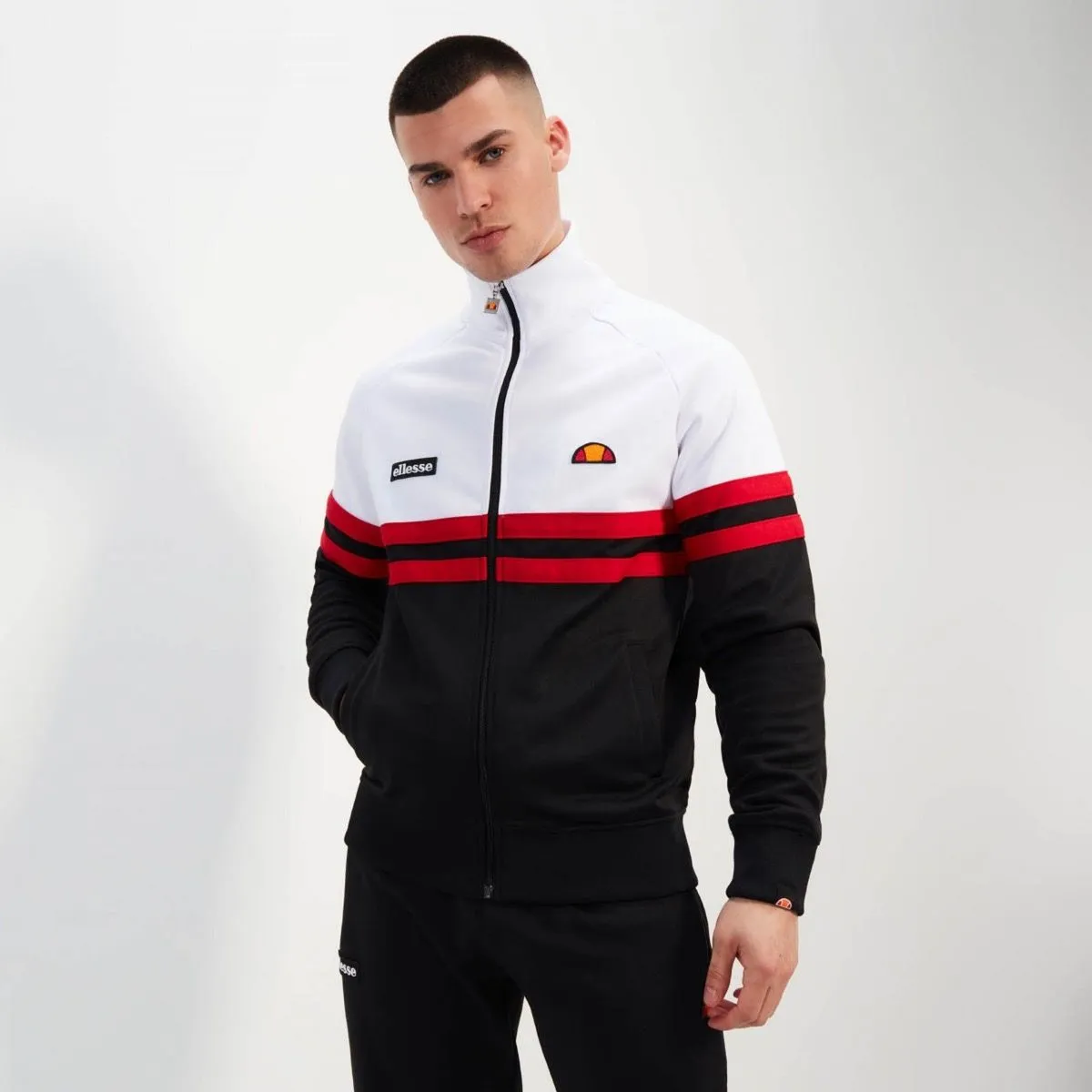 Ellesse Rimini Track Jacket in White and Black