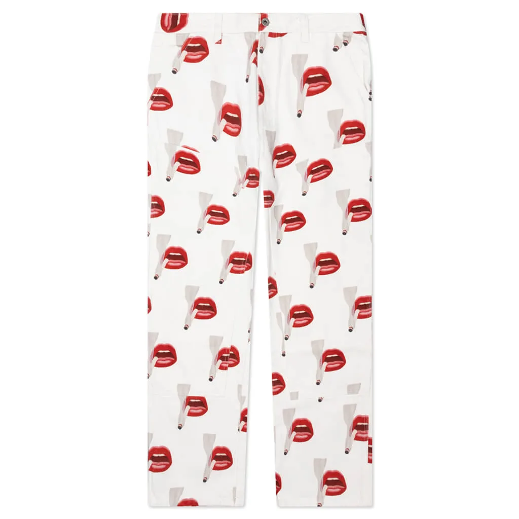 White Emotionally Unavailable x Tom Wesselmann Smoking Lips Pant