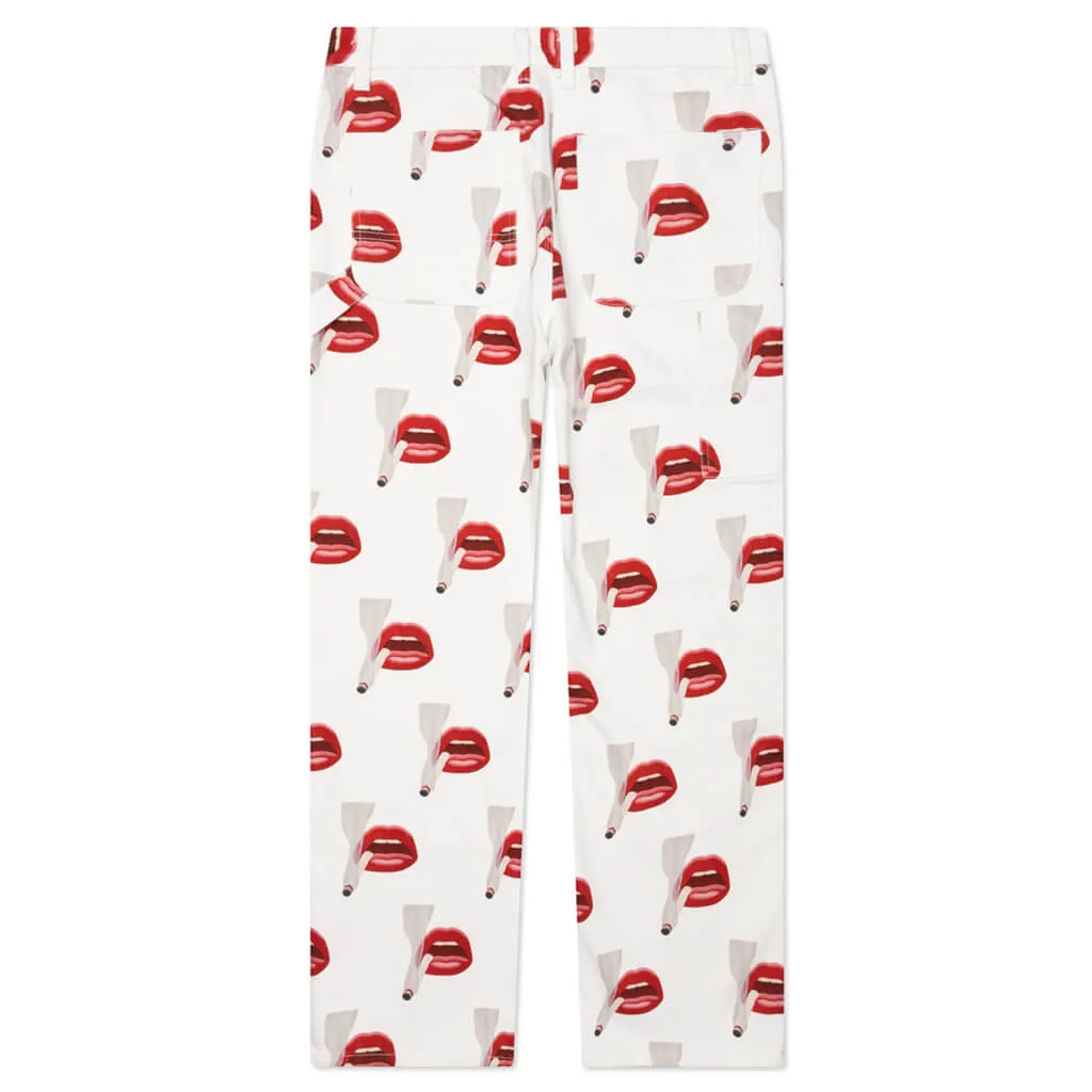 White Emotionally Unavailable x Tom Wesselmann Smoking Lips Pant