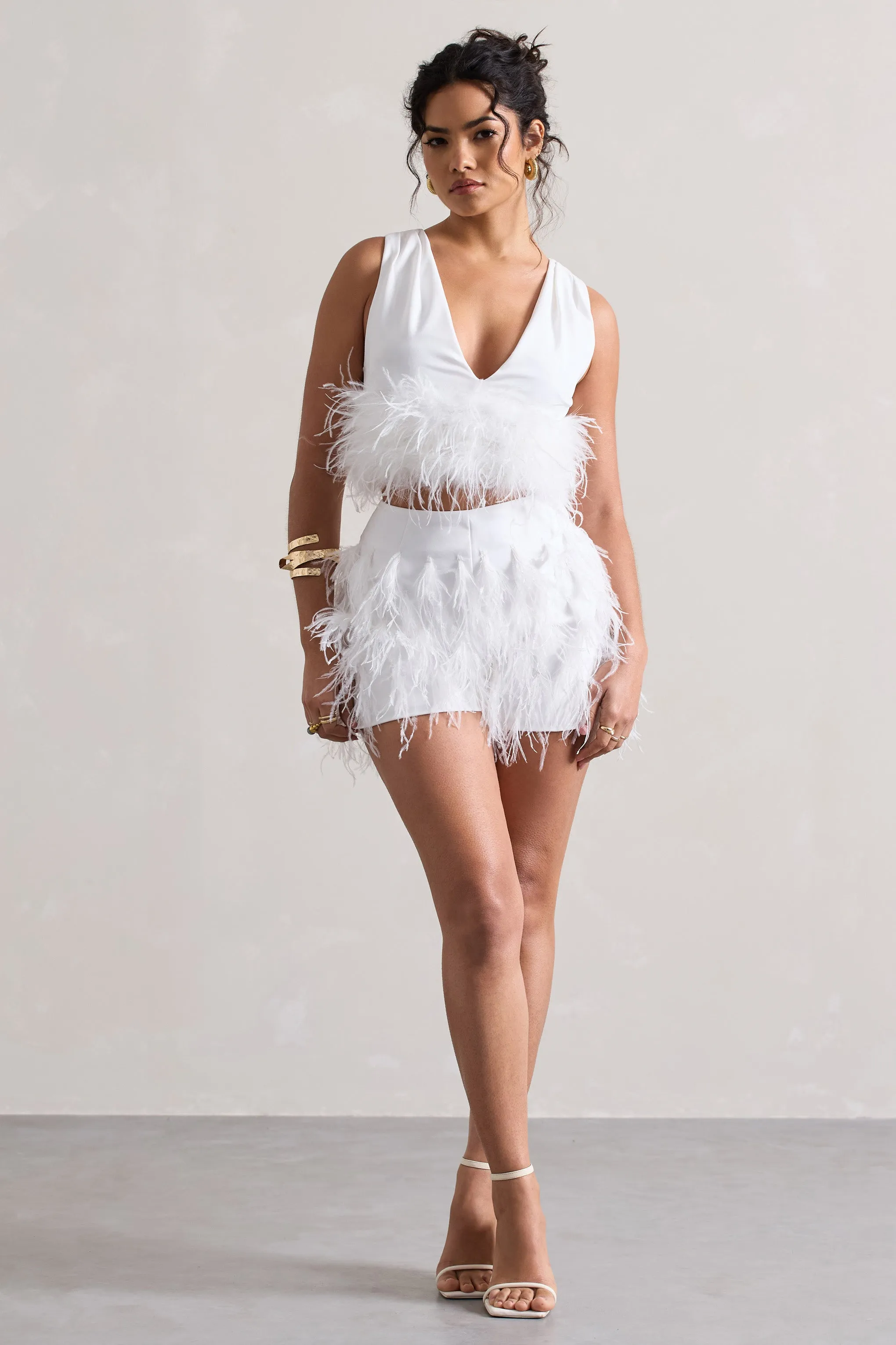 Encore White Feather Shorts