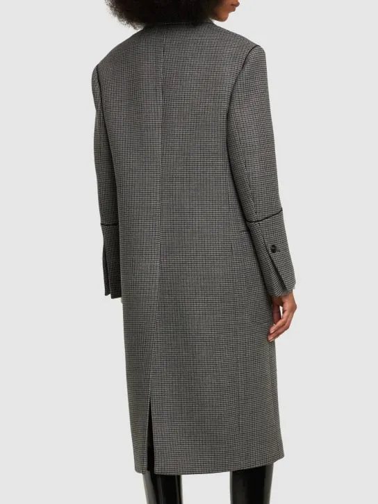 Ferragamo double breasted wool houndstooth coat