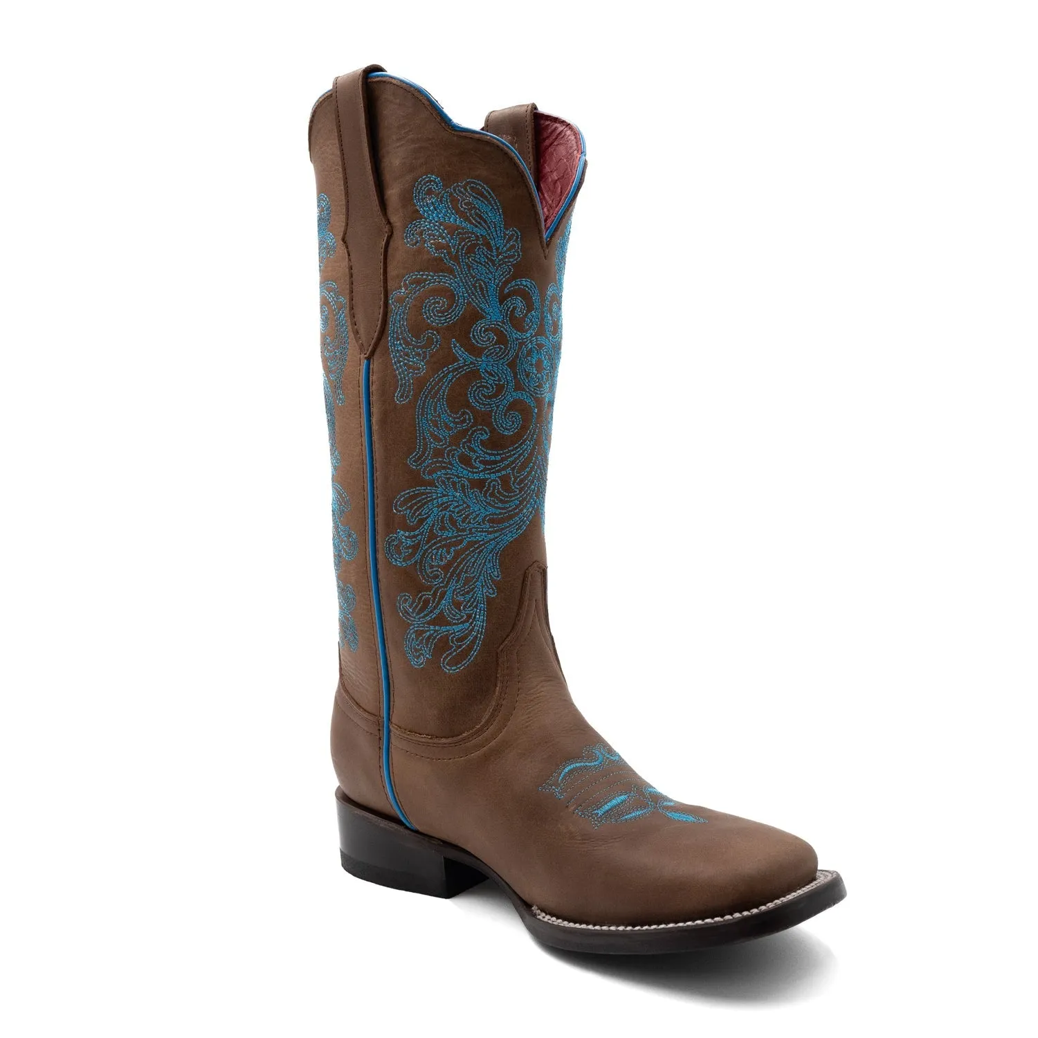 Ferrini Women's Brown Leather Cowboy Boots - Ella S-Toe Style