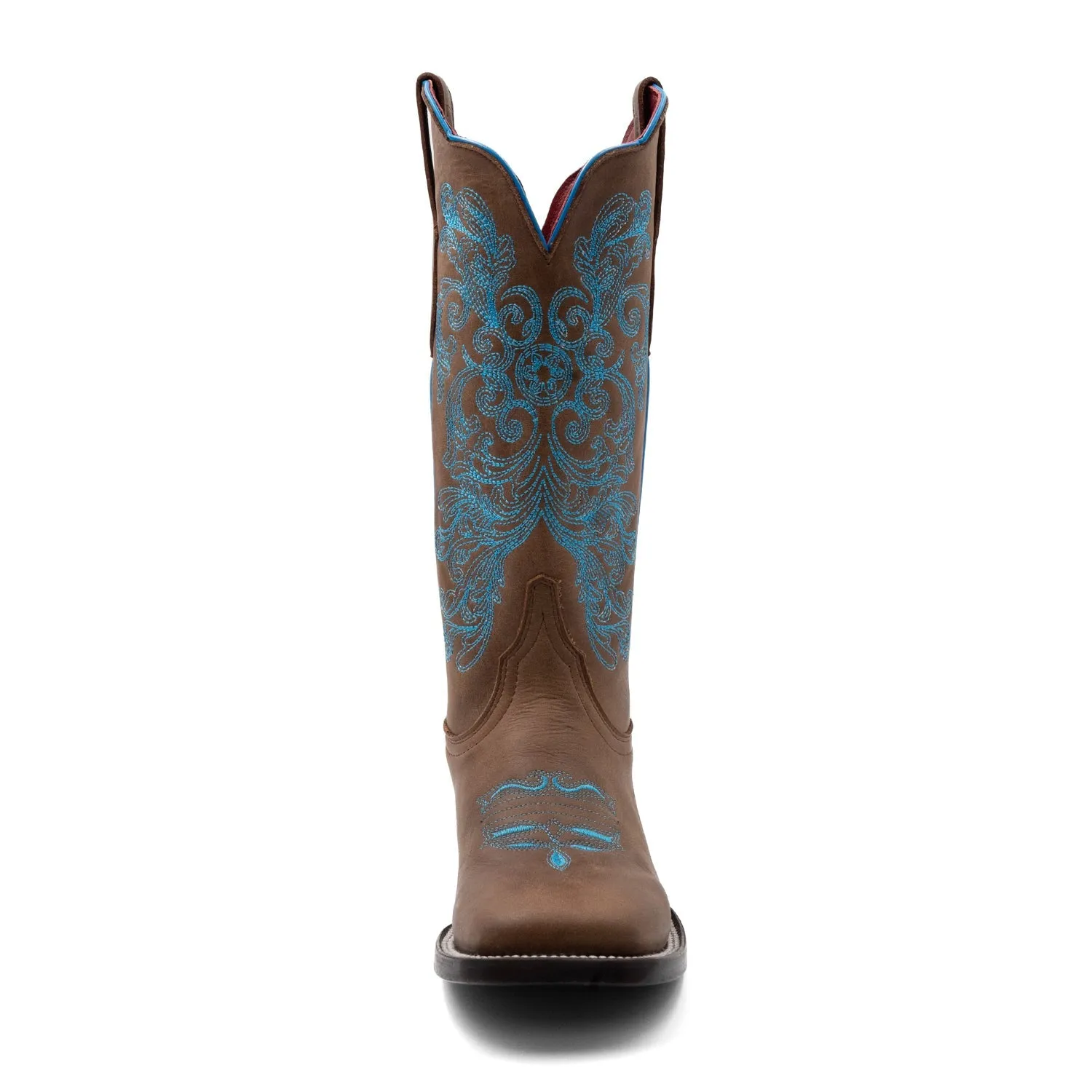 Ferrini Women's Brown Leather Cowboy Boots - Ella S-Toe Style