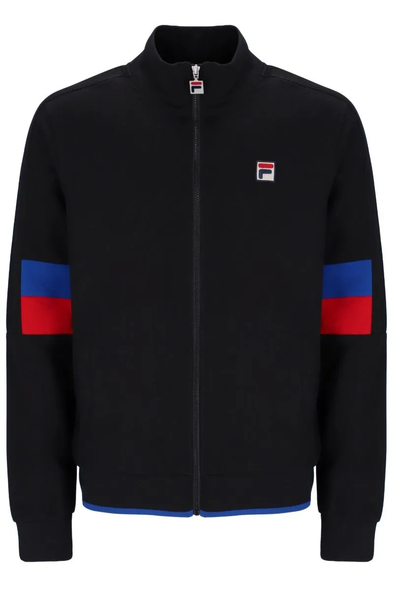 Fila Fischer Colour Blocked Track Jacket in Black and Bright Blue