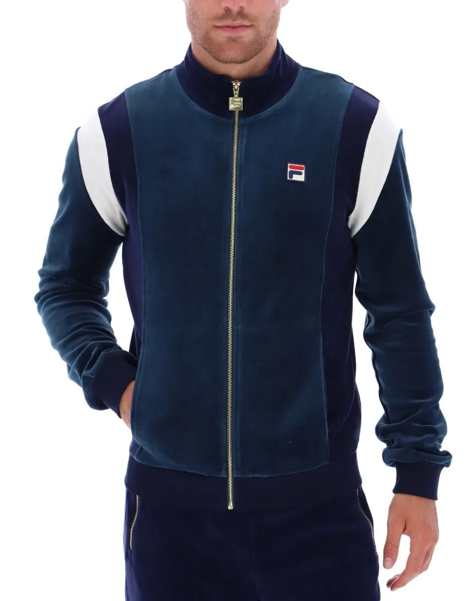 Fila Dark Teal Floyd Velour Track Jacket in Fila Navy