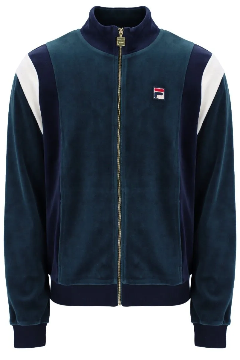 Fila Dark Teal Floyd Velour Track Jacket in Fila Navy