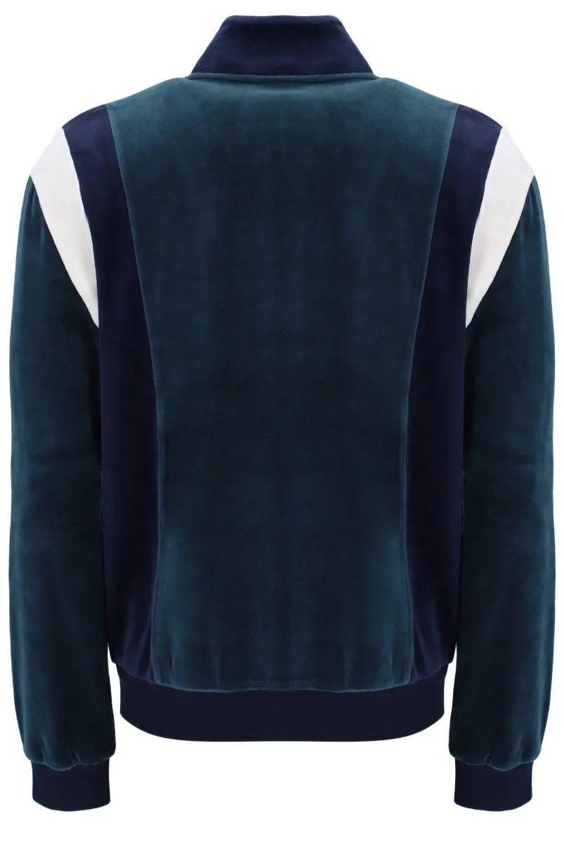 Fila Dark Teal Floyd Velour Track Jacket in Fila Navy