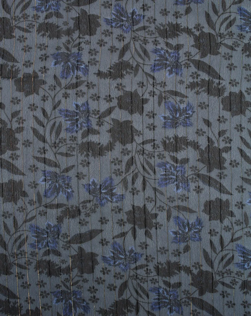 Floral Print Chiffon Fabric - Light Blue with Multicolor Pattern