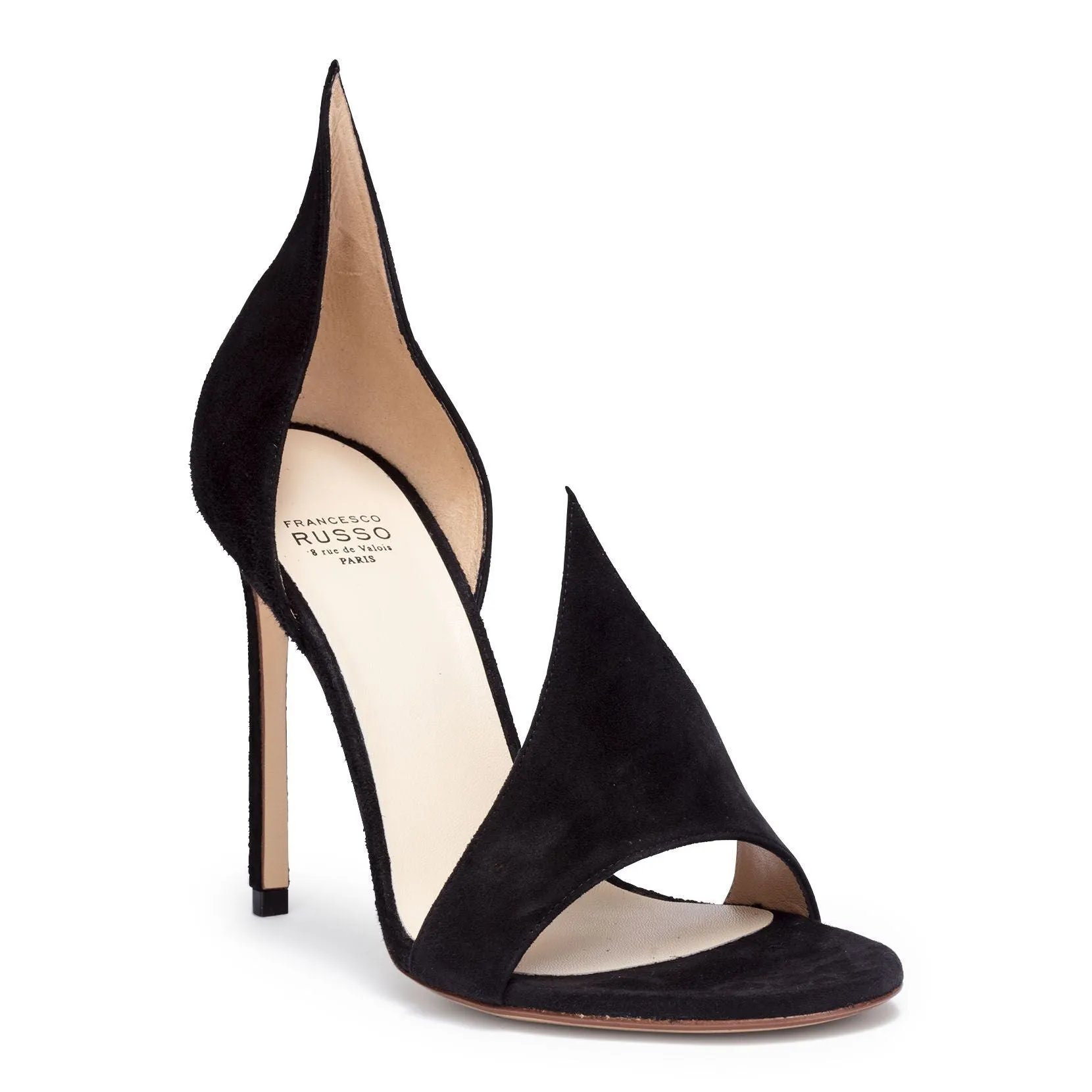 Francesco Russo Black Suede Asymmetric Sandals 105