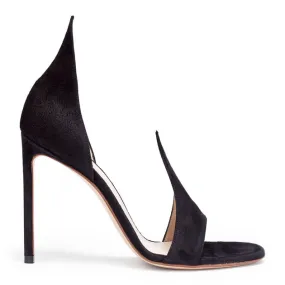 Francesco Russo Black Suede Asymmetric Sandals 105