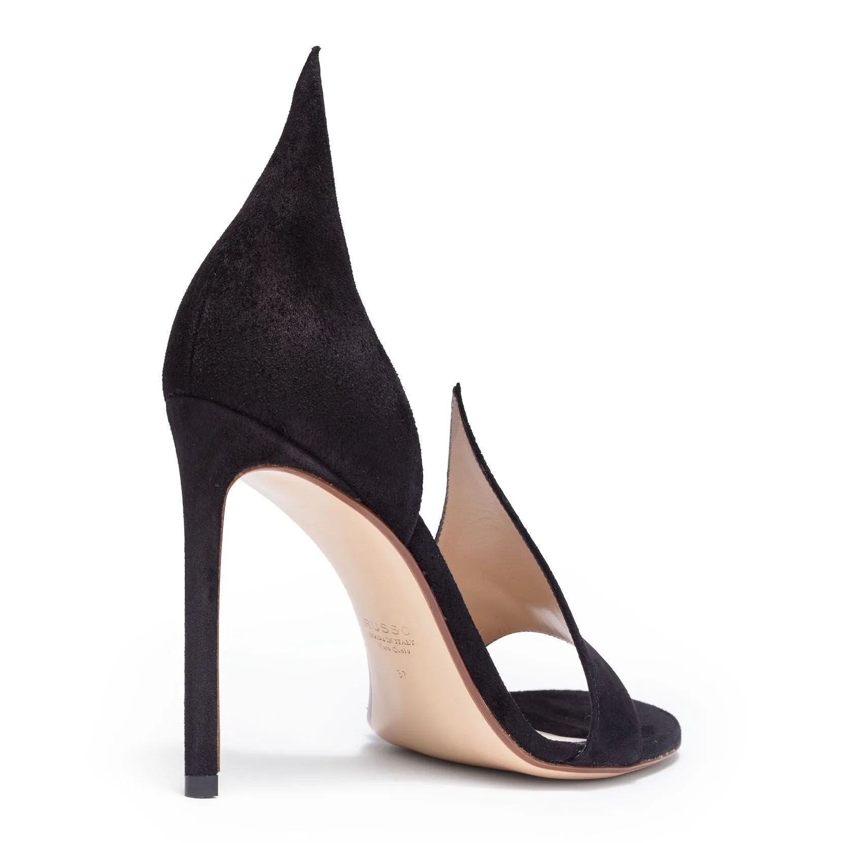 Francesco Russo Black Suede Asymmetric Sandals 105