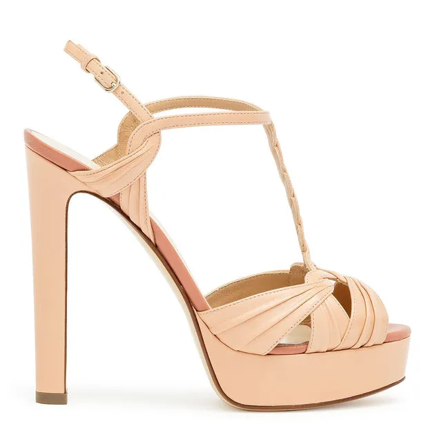 Francesco Russo Nude Braided Leather Platform Sandals