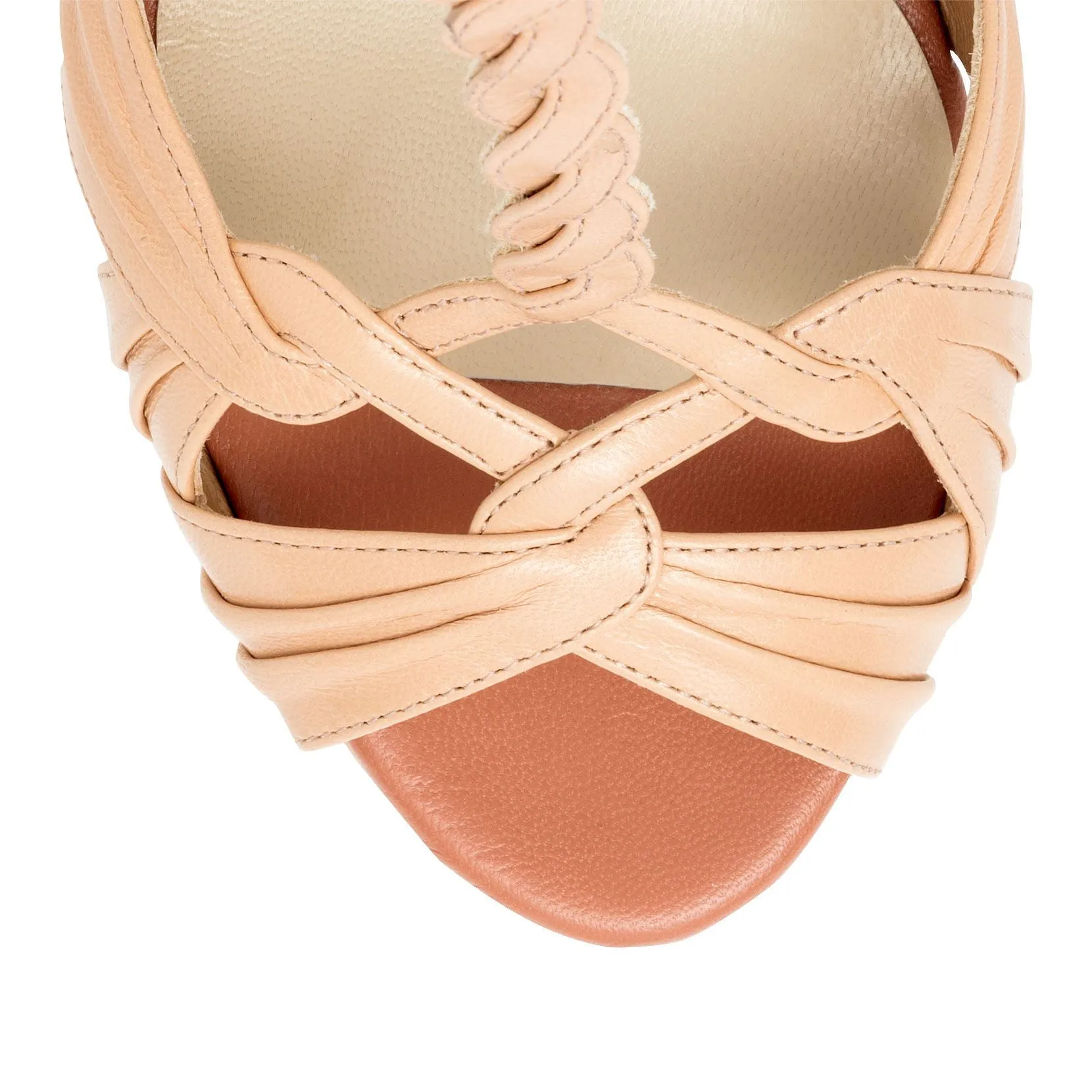 Francesco Russo Nude Braided Leather Platform Sandals