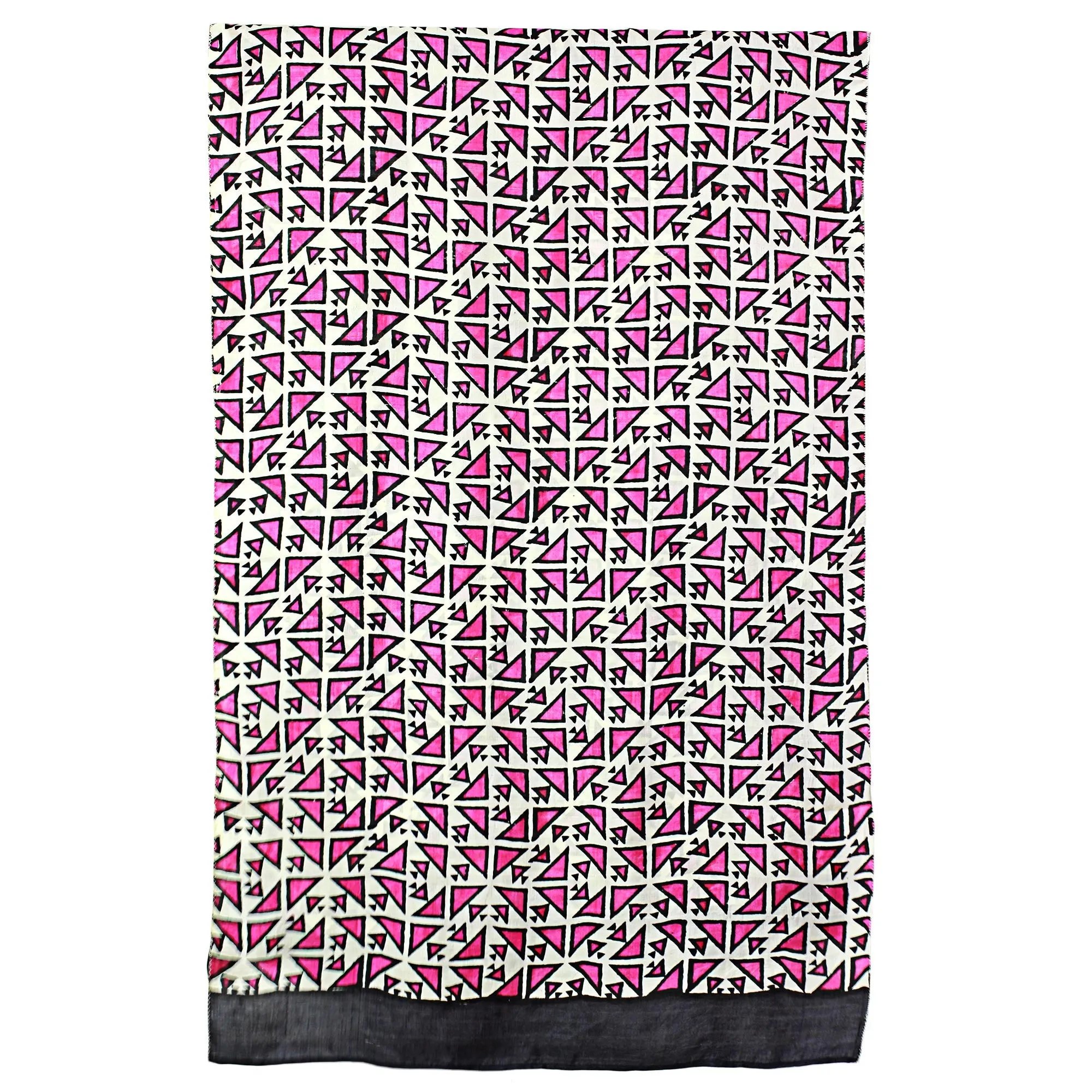 Fuchsia Geometric Silk Shawl - Hand Woven Triangle Design from India