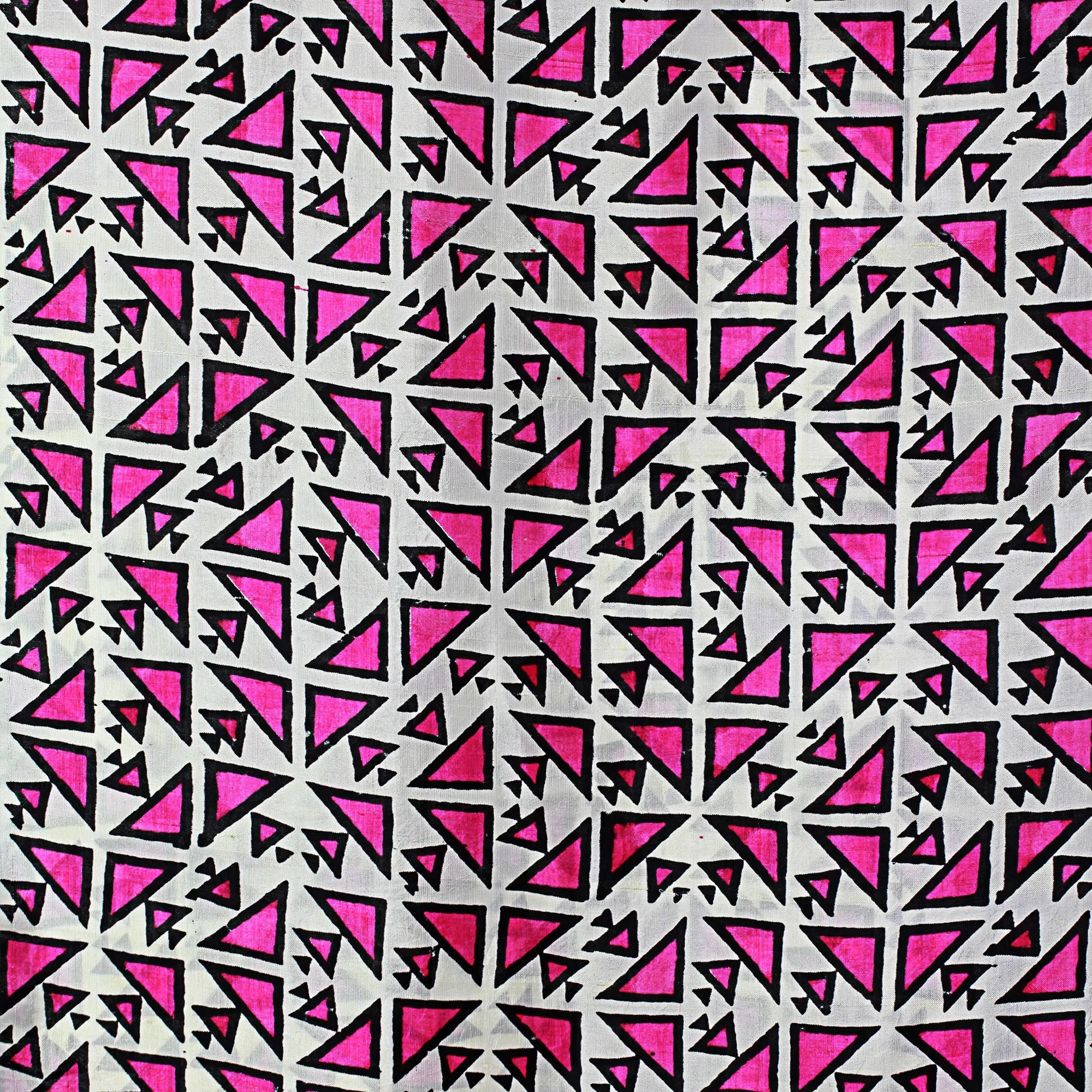 Fuchsia Geometric Silk Shawl - Hand Woven Triangle Design from India