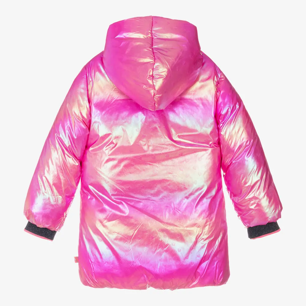 Girls Pink Heart Padded Coat