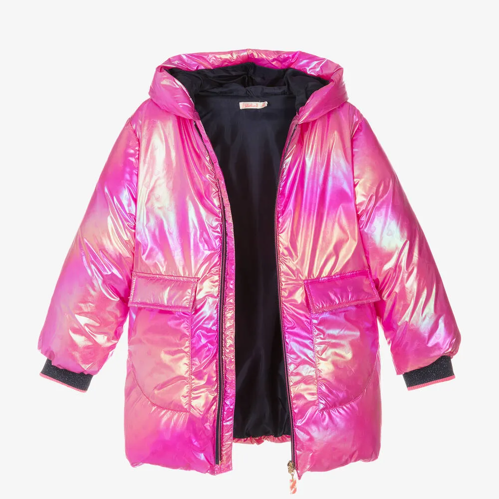 Girls Pink Heart Padded Coat