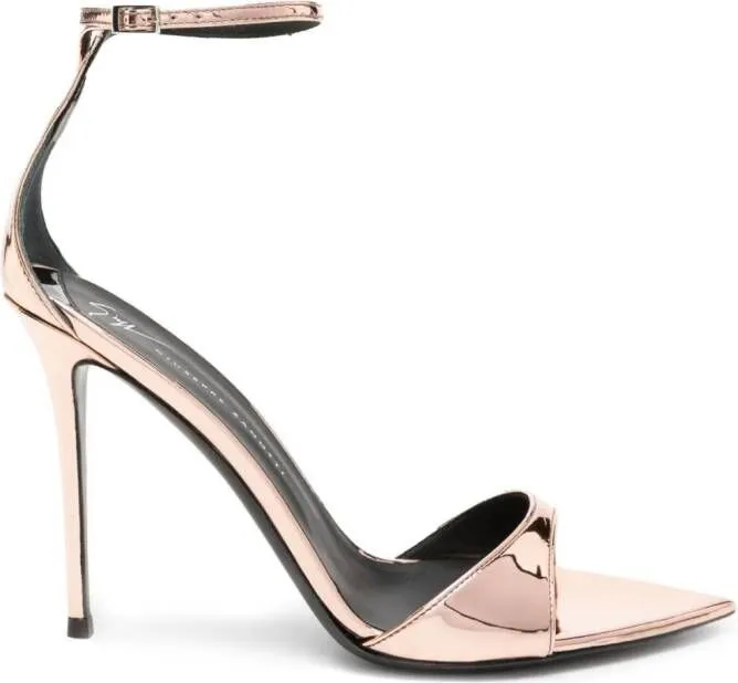 Metallic Giuseppe Zanotti Intriigo patent sandals 105mm