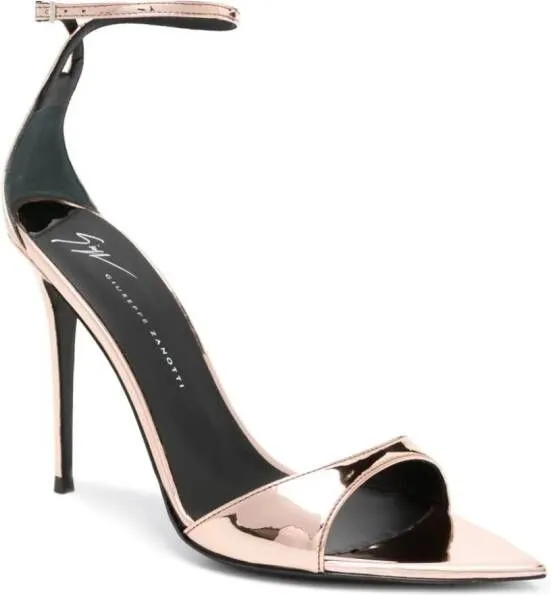 Metallic Giuseppe Zanotti Intriigo patent sandals 105mm