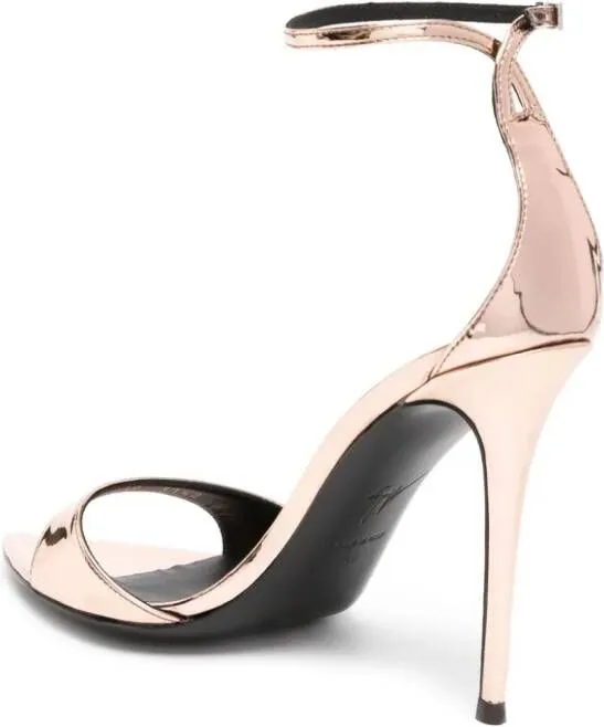 Metallic Giuseppe Zanotti Intriigo patent sandals 105mm